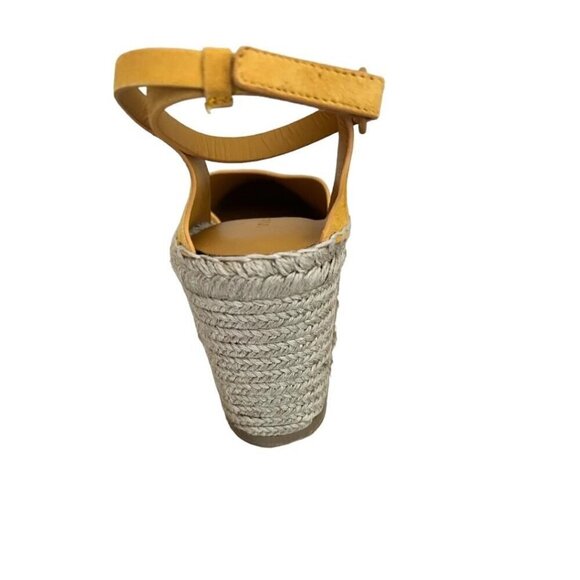 Vince Womens Papaya Yellow Suede Ankle Strap Espadrille Wedge Sandals Sz 9 M New - Picture 3 of 12